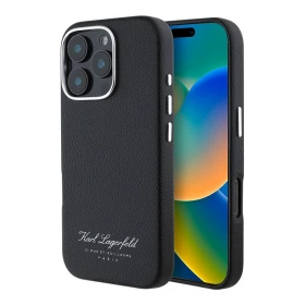 Накладка Lagerfeld для iPhone 16 Pro Max PU Full Wrapped Grained leather & Metal Camera Hard, Black (KLHCP16XPGWCMKHK)
