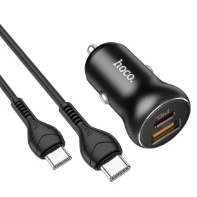 Автомобильное зарядное устройство Hoco NZ5 Smooth road PD30W+QC3.0, Black