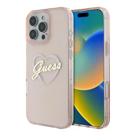 Накладка Guess для iPhone 16 Pro Max PC/TPU Heart Hard, Pink (GUHCP16XHCHGSPP)
