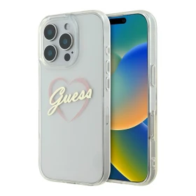 Накладка Guess для iPhone 16 Pro Max PC/TPU Heart Hard, Transparent (GUHCP16XHCHGSPT)