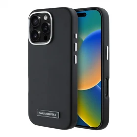 Накладка Lagerfeld для iPhone 16 Pro Max PU Full Wrapped leather & Metal Camera Hard (MagSafe), Black (KLHMP16XPGMSRPK)