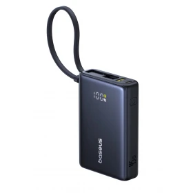 Внешний аккумулятор Baseus PicoGo Digital Display Power Bank With Built-in USB-C Cable 10000mAh 45W, Чёрный (P10076803123-00)