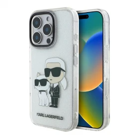 Накладка Lagerfeld для iPhone 16 Pro Max PC/TPU NFT Karl & Choupette Hard Glitter, Transparent (KLHCP16XHNKCTGT)
