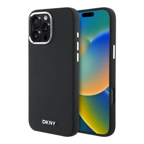 Накладка DKNY для iPhone 16 Pro Max Liquid Silicone Metal logo and Camera frame Hard (MagSafe), Black (DKHMP16XSMCHLK)