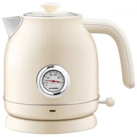 Электрический чайник с датчиком температуры Qcooker Electric Kettle, Винтажный белый