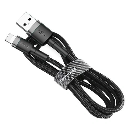Кабель Baseus Cafule Cable USB To Lightning 2A 3m, Серо-черный (CALKLF-RG1-2A). Фото 4