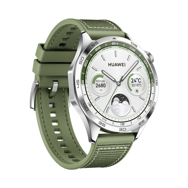 Умные часы Huawei Watch GT 4 46mm, Зелёный/Зелёный плетённый ремешок (PNX-B19). Фото 4