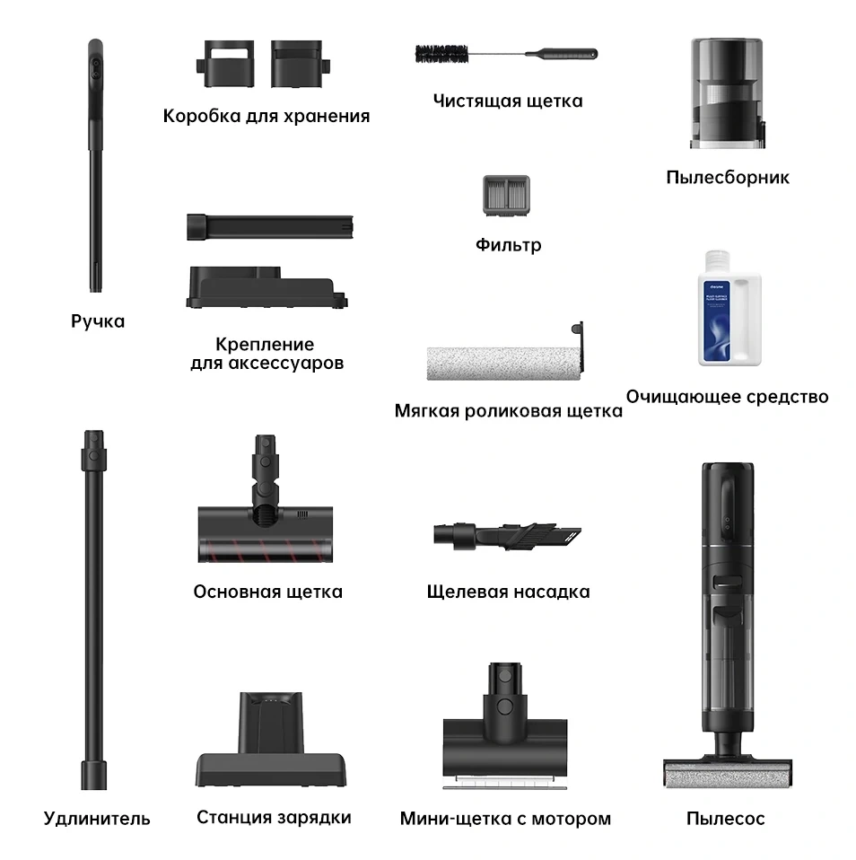 Вертикальный моющий пылесос Dreame H12 Dual Wet and Dry, Чёрный (HHV4). Фото 9