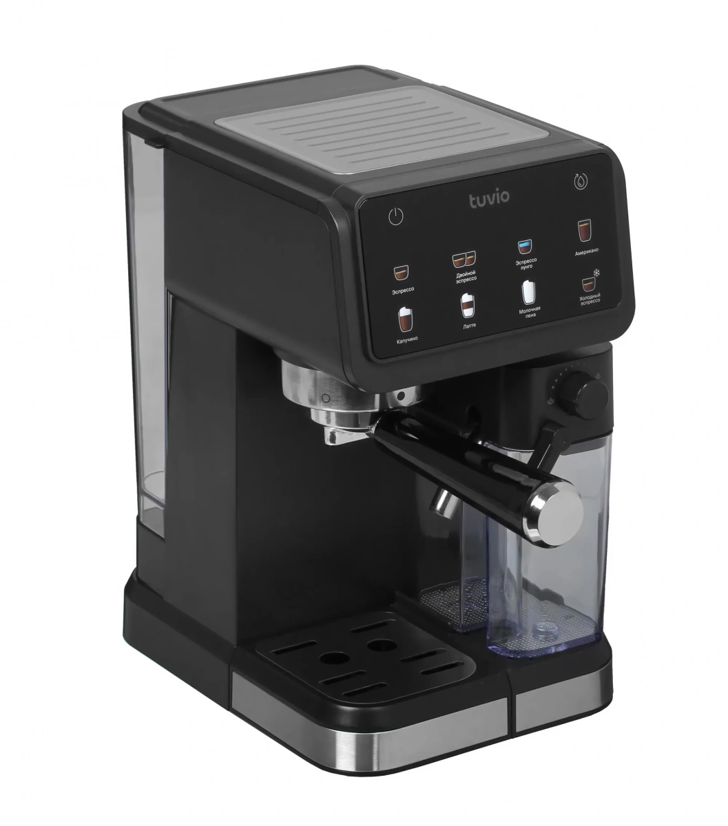 Кофеварка рожковая Tuvio с автокапучинатором, Серый (TCM10EA). Фото 5