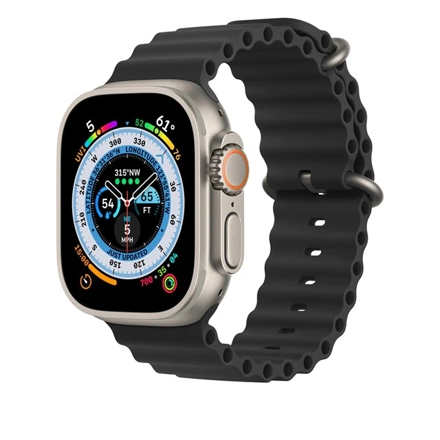 Ремешок Ocean Silicone для Apple Watch 44/45/46/49мм, Чёрный. Фото 1