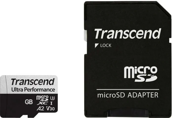 Карта памяти Transcend 128Гб MicroSD Class 10 UHS-I V30 + SD адаптер 160мб/с (TS128GUSD340S). Фото 3