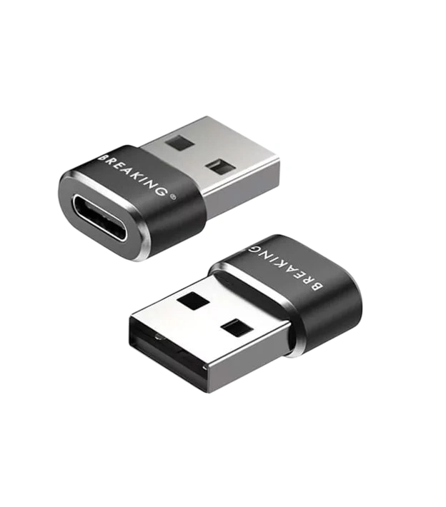 Переходник Breaking USB-C(F) - USB-A(M), Black (24500). Фото 1