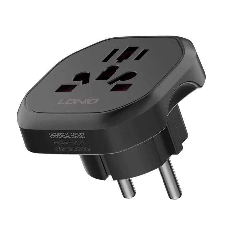 Адаптер-переходник LDNIO Z7 для евророзеток, Чёрный. Фото 1