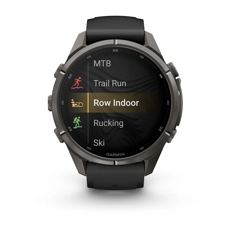 Умные часы Garmin Fenix 9 Pro 43MM, АMOLED, LTE, Carbon gray DLC titanium with black/pebble gray silicone band. Фото 6