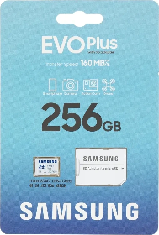 Карта памяти Samsung EVO Plus microSDXC 256 ГБ (MB-MC256SA). Фото 1