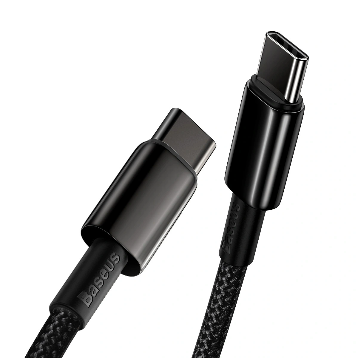 Кабель Baseus Tungsten Gold Fast Charging Data Cable Type-C to Type-C 100W 2m, Чёрный (CATWJ-A01). Фото 4