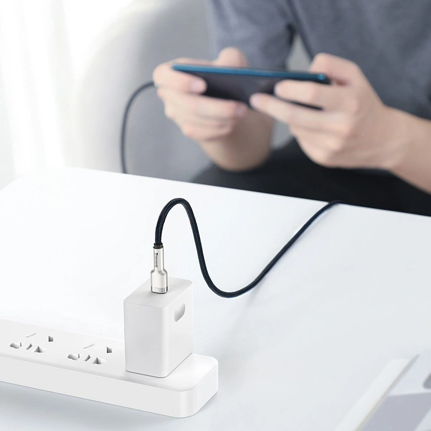 Кабель Baseus Cafule Series Metal Data Cable Type-C to Type-C 100W 2m, Чёрный (CATJK-D01). Фото 5