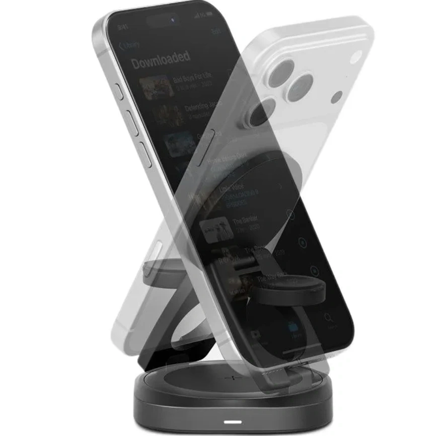 Беспроводная зарядная станция EnergEA AluMag Gyro 3-in-1, Gunmetal (AM-GYRO-GUN). Фото 4