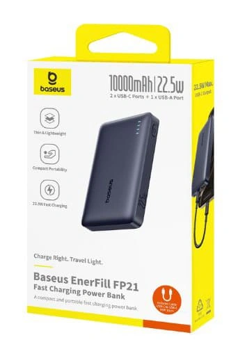 Внешний аккумулятор Baseus EnerFill FP21 Fast Charge 22,5W 10000 mAh, Чёрный (P1008210D123-00). Фото 5