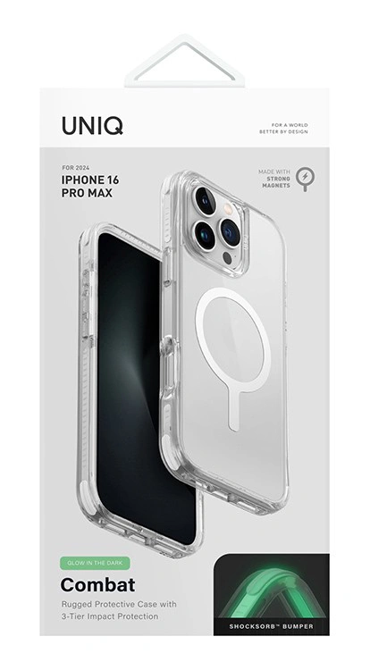 Накладка Uniq Combat (MagSafe) для iPhone 16 Pro Max, Lume-White (IP6.9P(2024)-COMMLWHT). Фото 4