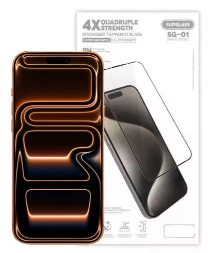 Защитное стекло SupGlass для iPhone 17 Pro 3D SG-01, Чёрное. Фото 1