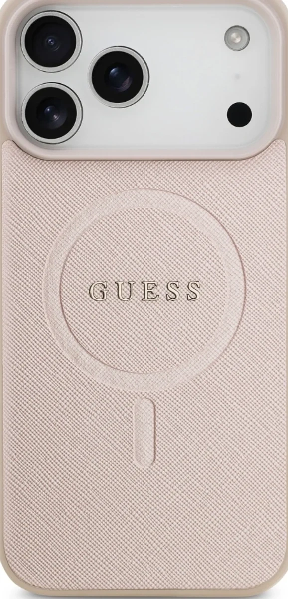 Накладка Guess для iPhone 17 Pro PU Saffiano with Classic metal logo (MagSafe), Розовая (GUHMP17LPSAHMCP). Фото 3