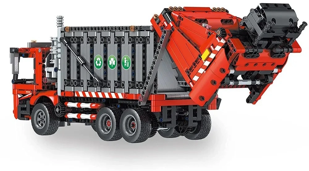 Конструктор Mould King Power Brick 15019. Контейнерный мусоровоз, 1689 деталей, пульт ДУ, двигатель. Фото 3