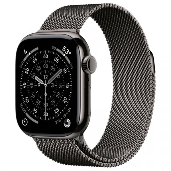 Apple Watch Series 11 GPS + Cellular, 46 мм, Slate Titanium, Миланская петля "Slate", S/M (MFD34). Фото 1