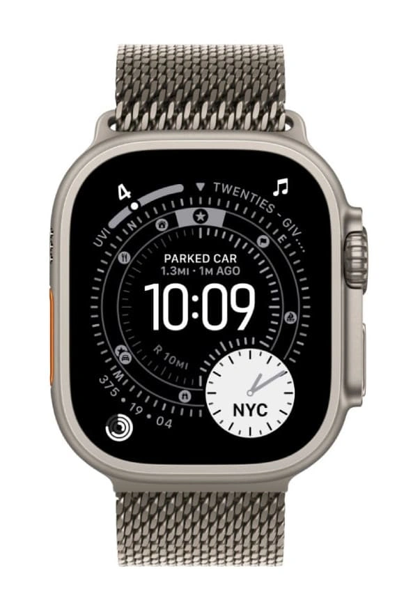 Apple Watch Ultra 3 (2025) GPS+Cellular 49mm, Natural Titanium ремешок "Titanium Milanese Loop", размер M 145–190mm (MEWY4). Фото 2