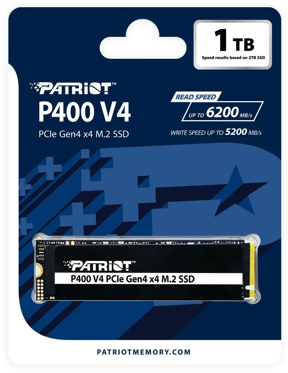 SSD накопитель Patriot P400 V4 1ТБ, M.2 2280, PCIe 4.0 x4, NVMe, M.2 (p400vp1tbm28h). Фото 4