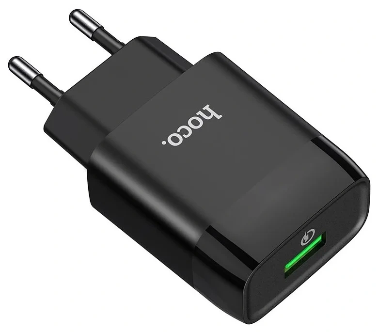 Сетевое зарядное устройство Hoco C72Q Glorious 1xUSB, 3А, 18W, QC3.0, Чёрное. Фото 2
