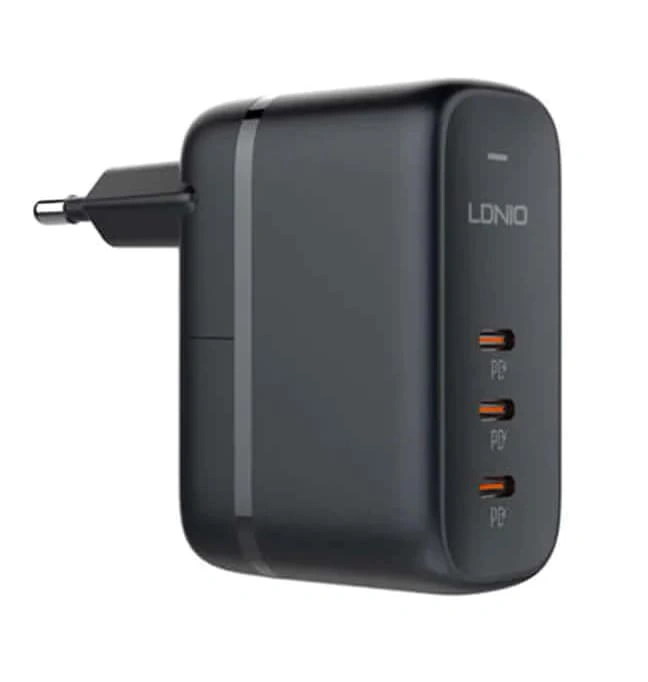 Сетевое зарядное устройство LDNIO 65W GaN Super Fast Charger + кабель USB-C - USB-C 1м, Чёрное (Q367). Фото 2