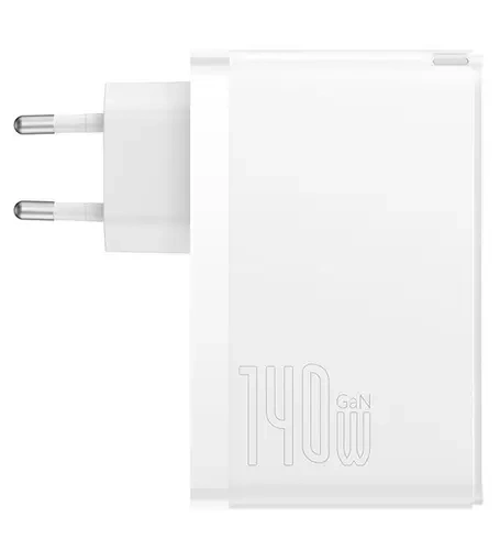 Сетевое зарядное устройство Baseus GaN5 Pro Fast Charger 2C+U 140W, Белое (CCGP100202). Фото 1