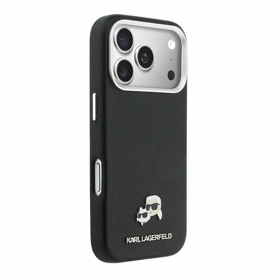 Накладка Lagerfeld для iPhone 18 Pro Max/17 Pro Max Saffiano FW Karl&Choupette metal&Cam Hard(MagSafe), Black (KLHMP18X6PFKCLK). Фото 4