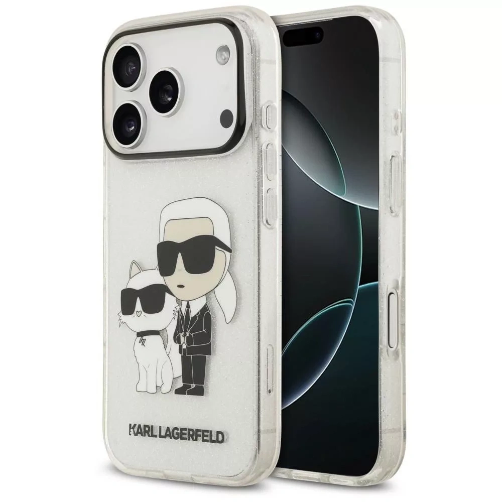 Накладка Lagerfeld для iPhone 18 Pro Max/17 Pro Max IML Karl&Choupette Hard, Glitter Transparent (KLHCP18XHNKCTGT). Фото 1