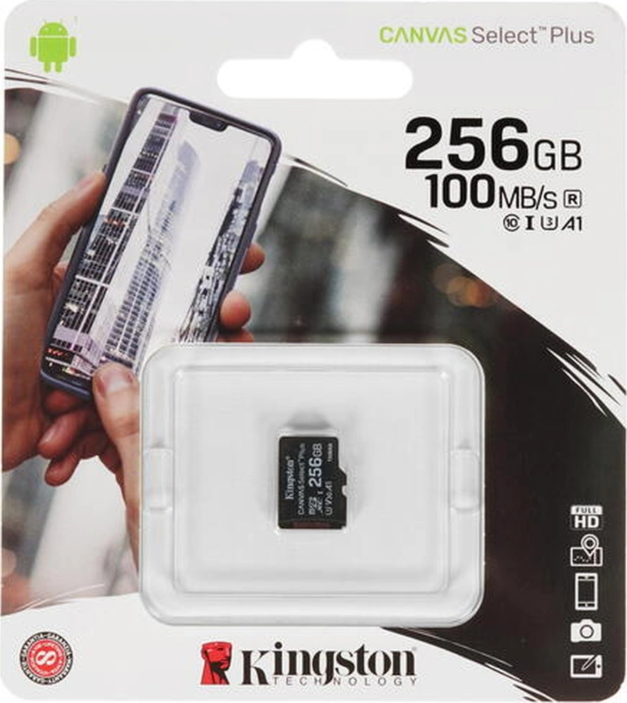 Карта памяти Kingston 256GB MicroSDXC Class 10 Canvas Select Plus 100MB/s (SDCS2/256GBSP). Фото 1