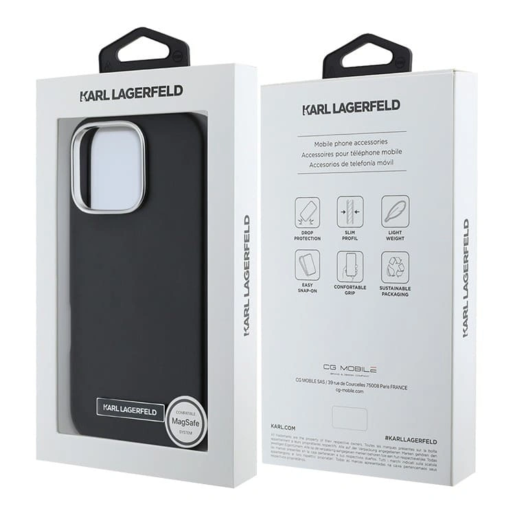 Накладка Lagerfeld для iPhone 16 Pro Max PU Full Wrapped leather & Metal Camera Hard (MagSafe), Black (KLHMP16XPGMSRPK). Фото 5