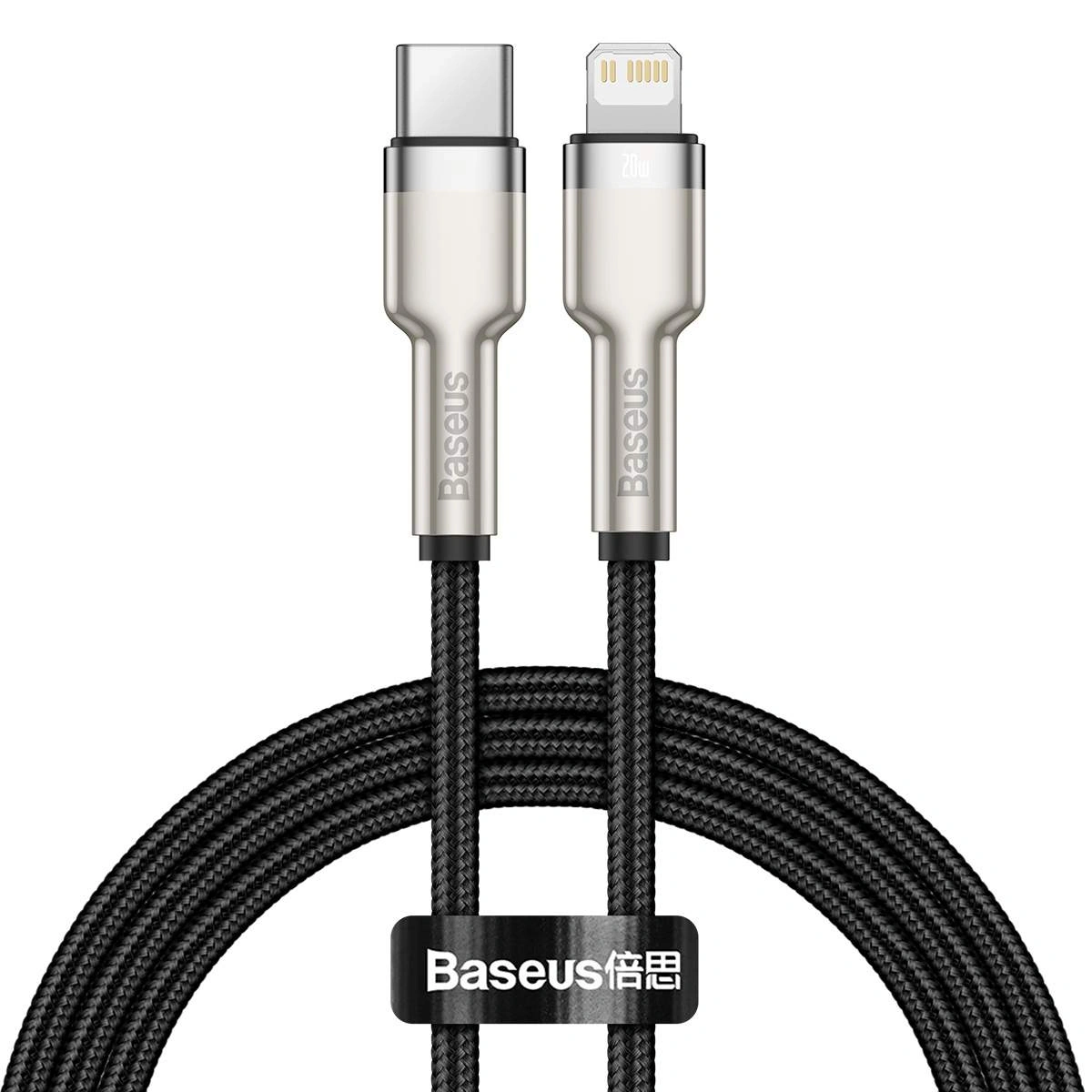 Кабель Baseus Cafule Series Metal Data Cable Type-C to iP PD 20W 1m, Чёрный (CATLJK-A01). Фото 1