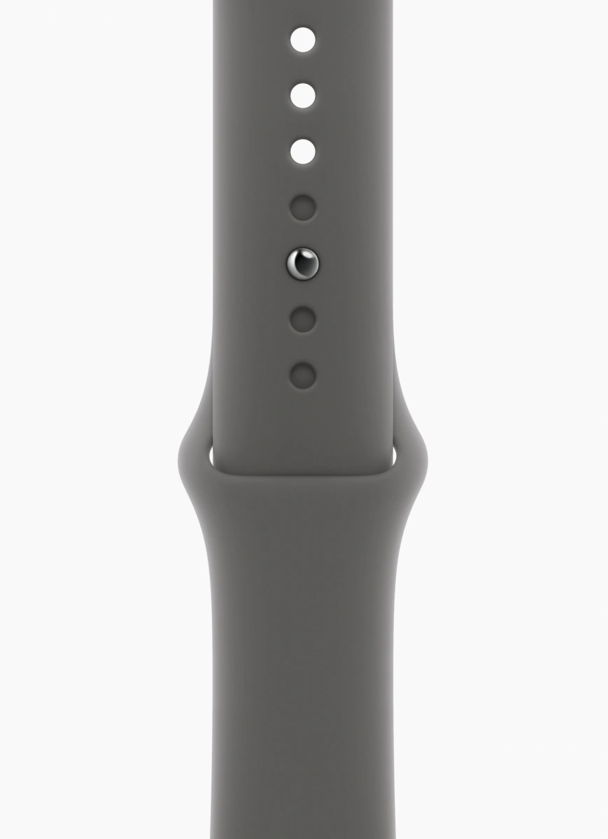 Apple Watch Series 10, 42 мм, алюминий цвета «чёрный глянец», спортивный ремешок цвета "Stone Gray", размер M/L (MWWX3). Фото 3