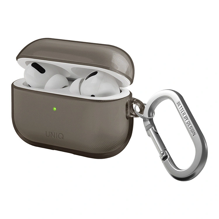 Чехол Uniq для наушников AirPods Pro 2 Glase TPU case with carabin, Smoke Grey (AIRPODSPRO2-GLSSMK). Фото 2