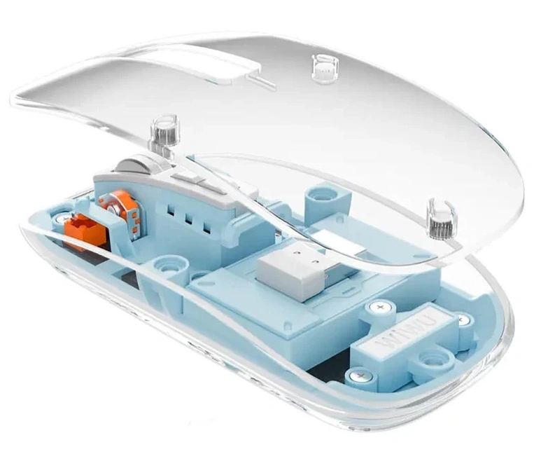 Мышь беспроводная прозрачная Wiwu WM105, Blue. Фото 3