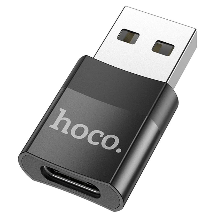 Переходник Hoco UA17 USB to Type-C USB2.0, Чёрный. Фото 1
