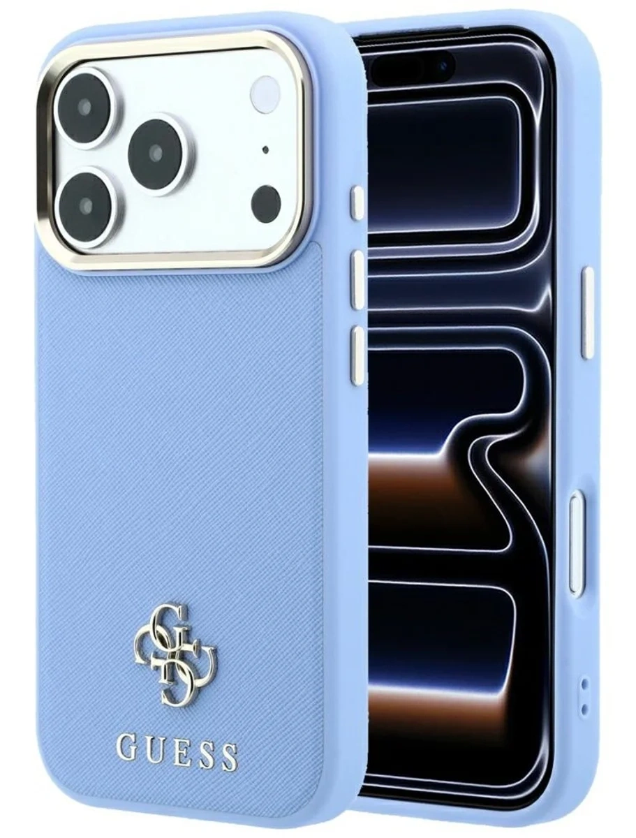 Накладка Guess для iPhone 18 Pro Max / 17 Pro Max Saffiano 4G Small Metal logo&Cam Hard (MagSafe), Light Blue (GUHMP18X6PSA4DMB). Фото 1