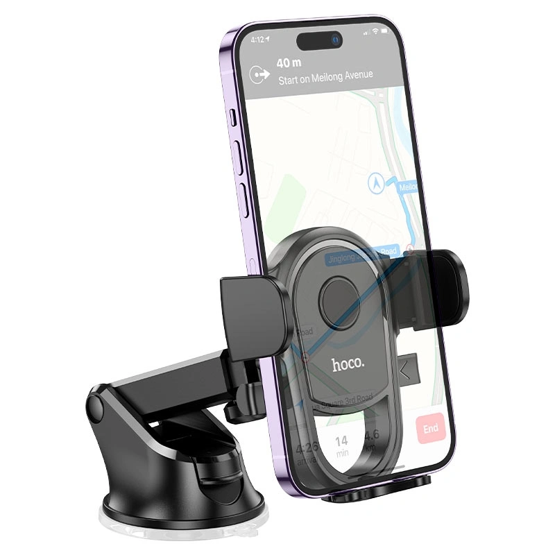 Держатель Hoco H5 Integrity one-key car holder (center console), Чёрный. Фото 2