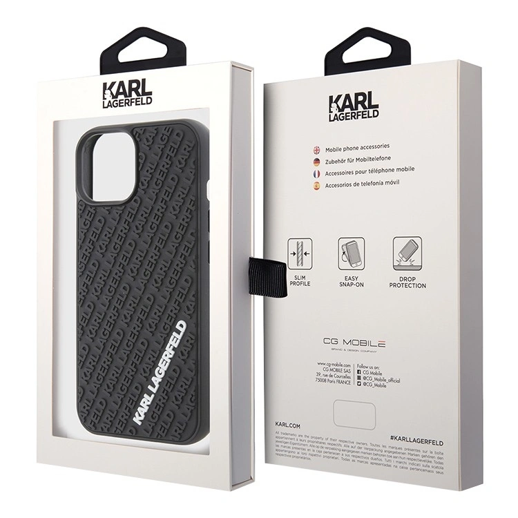 Накладка Lagerfeld для iPhone 15 3D Rubber Multi Logo Hard, Black (KLHCP15S3DMKRLK). Фото 5