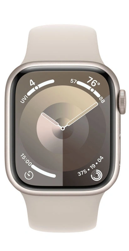 Apple Watch Series 9, 41 мм, алюминий цвета "сияющая звезда", спортивный ремешок "сияющая звезда", размер S/M (MR8T3). Фото 2