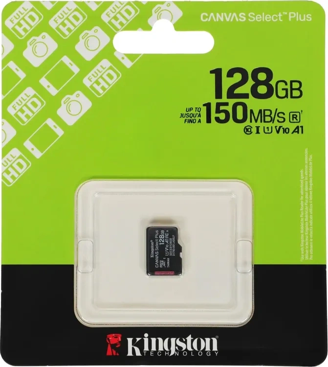 Карта памяти Kingston 128GB MicroSDXC Class 10 Canvas Select Plus (SDCS3/128GB). Фото 1