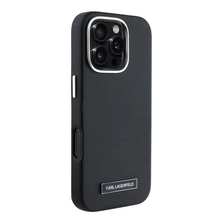 Накладка Lagerfeld для iPhone 16 Pro Max PU Full Wrapped leather & Metal Camera Hard (MagSafe), Black (KLHMP16XPGMSRPK). Фото 2