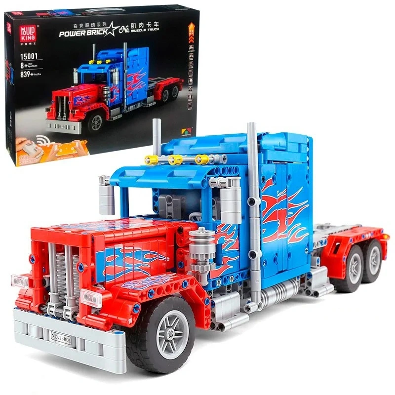 Конструктор Mould King Power Brick 15001. Грузовик Peterbilt, 839 деталей, пульт ДУ, двигатель. Фото 1