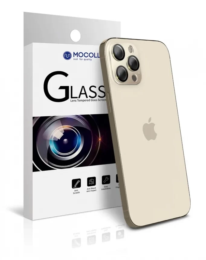 Защитное стекло Mocoll для камеры 2.5D iPhone 12 Pro Max, Золотое